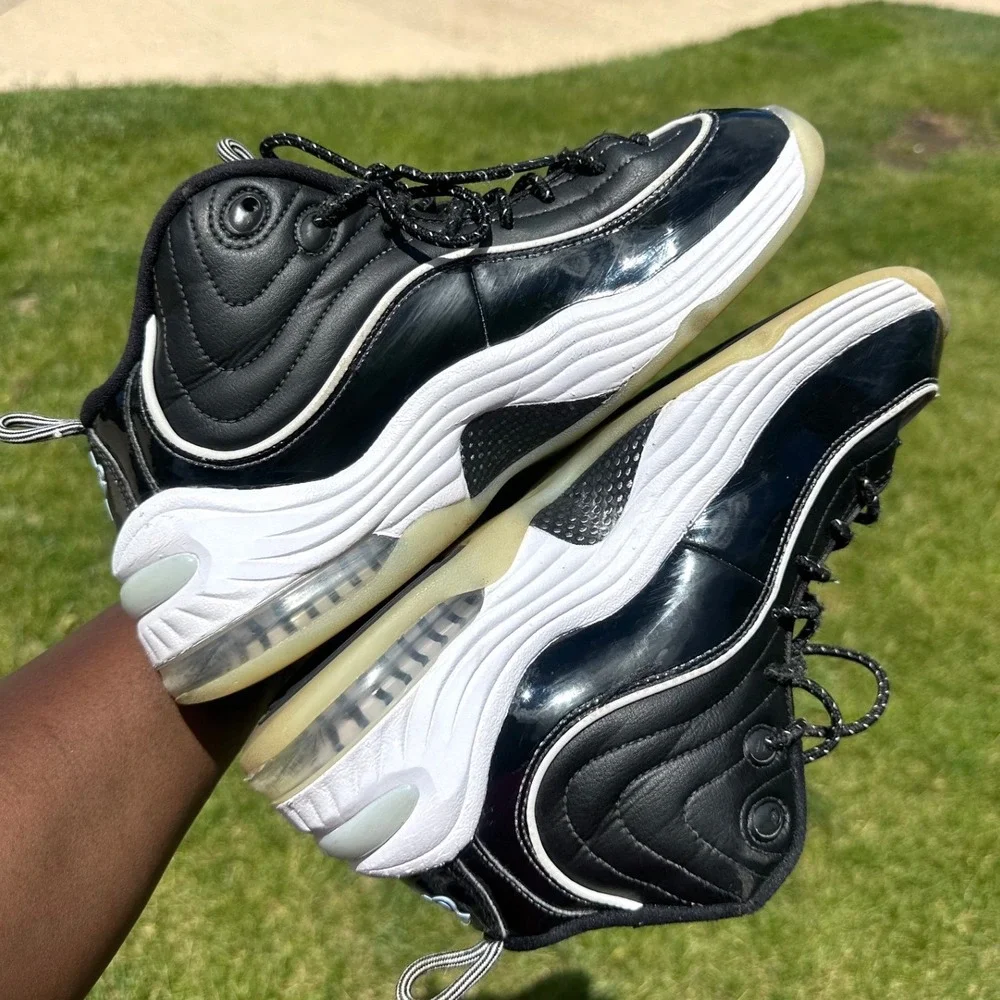 Nike Air Penny 2 Black White Patent Leather  Athletic Shoes Men's Size 9.5